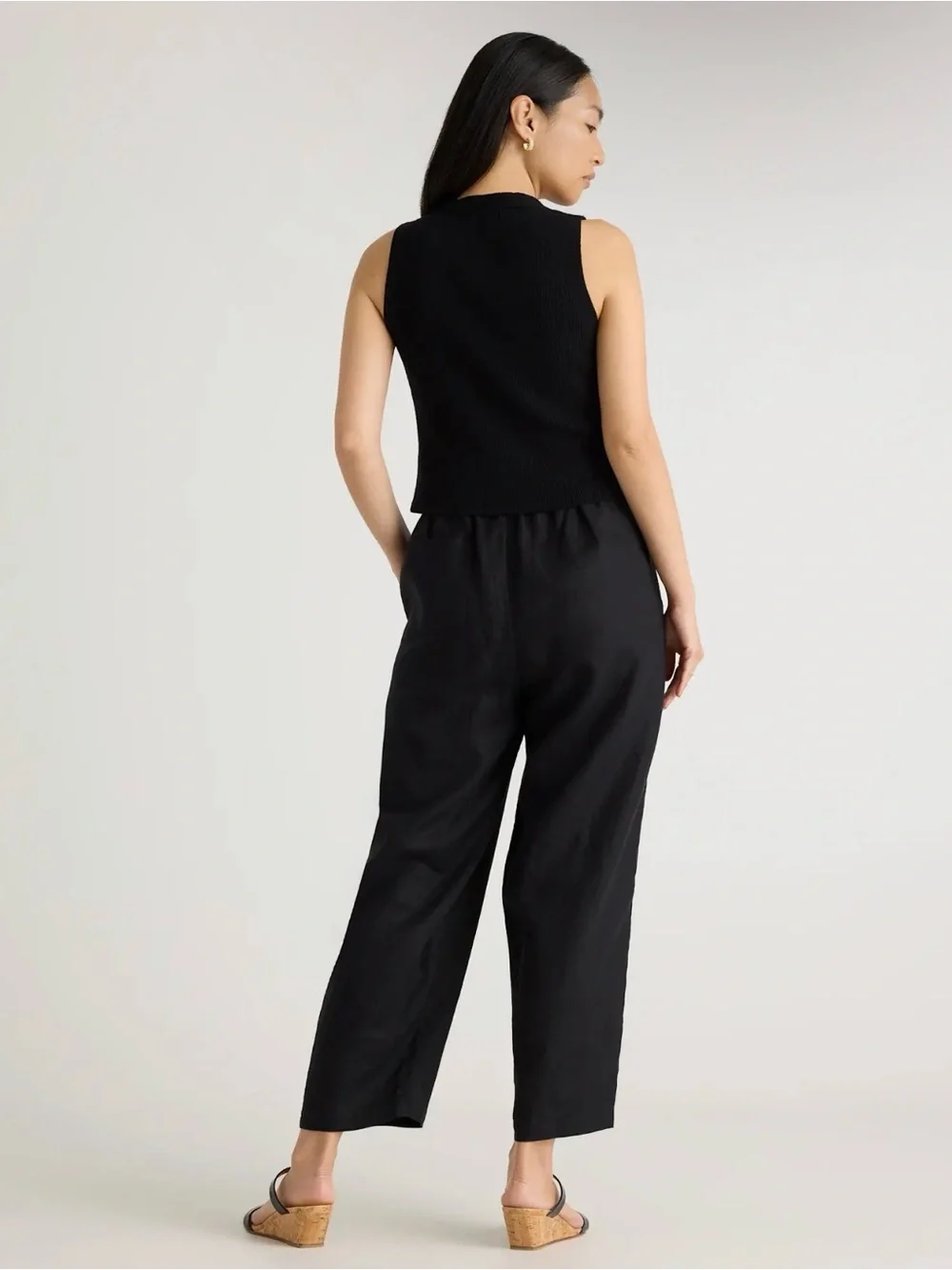 Quince European Linen Pants Wide Leg - Black- Medium- NWOT